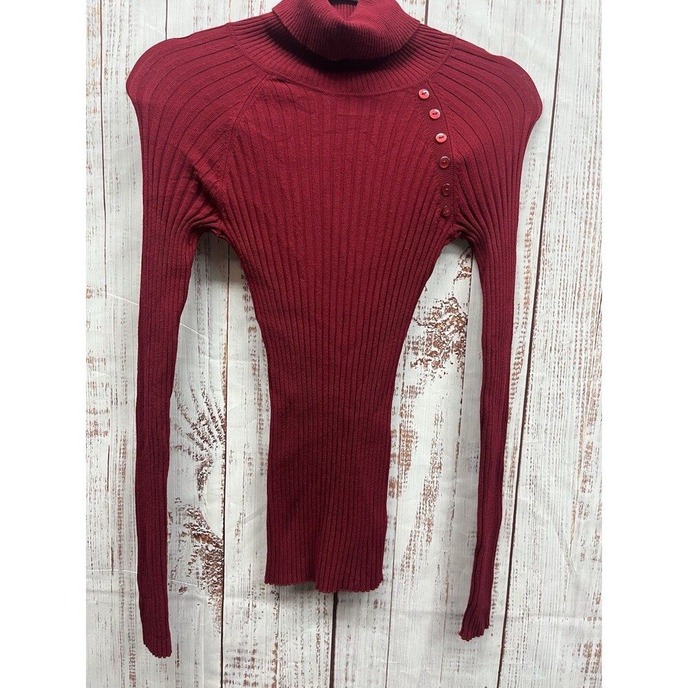 Catch My i Top Womens Small Burgundy Turtleneck Long Sleeve